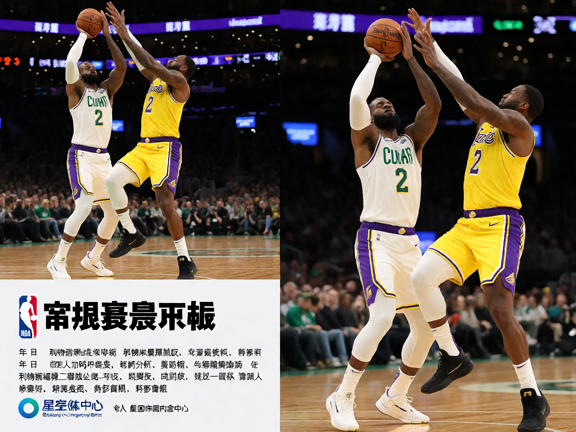 NBA常规赛湖人队比赛现场，球员激烈对抗