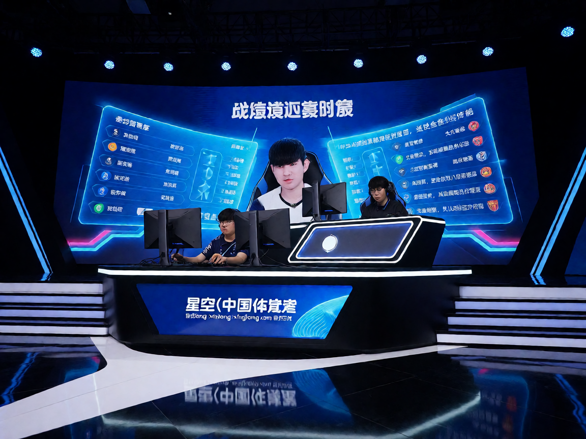 电竞比赛舞台，选手在专业电竞场馆内竞技